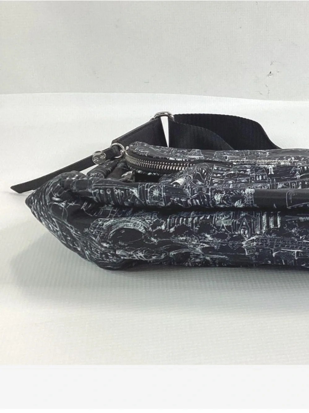 Karl Lagerfeld Black & White Architectural Print Messenger Bag